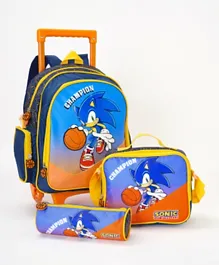 Sonic Classic Trolley Backpack + Lunch Bag + Pencil Case Set - 14 Inches