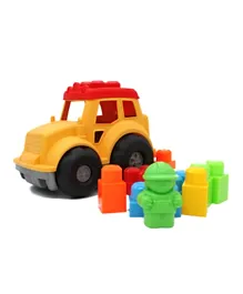 Rollup Kids Eco Friendly Cartoon Car 2 Bricks Vehicle Yellow - 9 Pieces