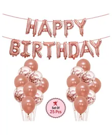 Party Propz Happy Birthday Foil Balloon, Confetti and Metallic Balloons Combo  Rose Gold - Pack of 25