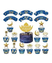 Highland Eid Mubarak Cake Toppers and Wrappers Set - 25 Pieces