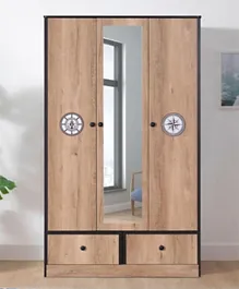 HomeBox Crew 3-Door Wardrobe with 2 Drawers and Mirror