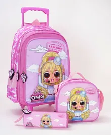 L.O.L Classic Trolley Backpack + Lunch Bag + Pencil Case Set Pink - 18 Inches