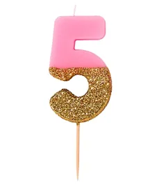 Talking Tables  Glitter Number Candle 5 - Pink