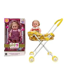Girl Fashion Doll with Stroller and Accessories, 38.1cm, Ideal Gift for Pretend Play, Ages 3+