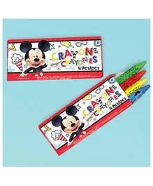 Party Centre Mickey On The Go Crayons Favors Pack of 12 - Multicolor