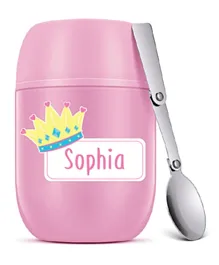 Essmak Crown Personalized Food Thermos With Spoon Pink - 475mL