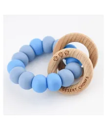 Desert Chomps Ringlet Classic Silicone & Wooden Rattle Teether - Sky Blue