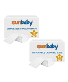 Sunbaby Pack of 12 Disposable Changing Mats Buy 1 Get 1 Free - White