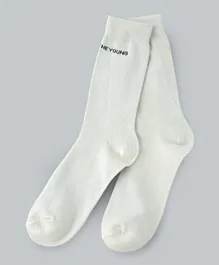 Among The Young Logo Detail Quarter Length Socks - Mint White