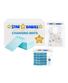 Star Babies Disposable Changing Mats + Disposable Bibs + Scented Bag with Refill - Pack of 3