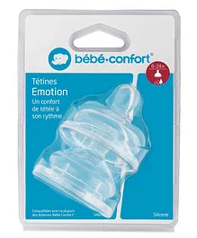 Bebeconfort Silicone Maternity Wide Base Teats pack of 2 - Transparent