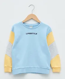 LC Waikiki Lifestyle Graphic Sweatshirt - Blue & Yellow
