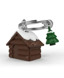 ميتالمورفوس كولكشن الشتاء ميدالية مفاتيح - بني كوتاج مع غطاء ثلج سيليكون وشجرة صنوبر