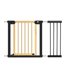 Baby Safe Wooden Safety Gate With 28 cm Black Extension - Natural Wood