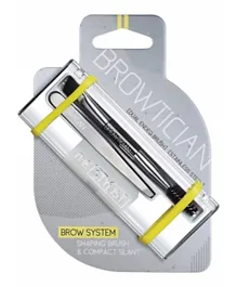 Browtician Brow The Stylist  Brow system Shapping Brush & Compact Slant - Silver and Black