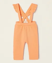 Zippy Solid Ribbed Trousers with Removable Suspenders - Orange