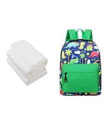 حقيبة مدرسية ستار بيبيز مع منشفة قابلة للتصرف 3 قطع - أخضر - 10 بوصات