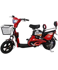 Megawheels Carbon Steel Electric Pedal Motor Bicycle Scooter with Basket - Red