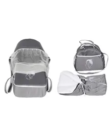 Little Angel Baby Carry Cot With Sleeping Bag And Diaper Bag - Gray/White