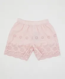R&B Kids Broderie Pull On Shorts - Pink