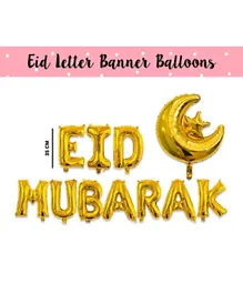 Highland Eid Mubarak Foil Balloon Banner Decorations - Gold
