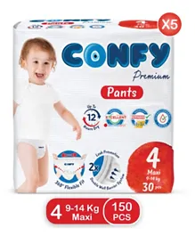 Confy Baby Maxi Eco Saver Pant Style Diapers Pack of 5 Size 4 - 150 Pieces