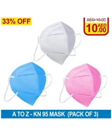 A to Z Kids KN95 Face Mask Assorted Color - Pack of 3