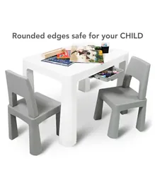 Home Canvas Multi Functional Early Learning Study Table & Chair Set - White and Grey
