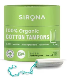 SIRONA Heavy Flow Organic Tampons - 18  Pieces