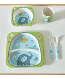 HomeBox Playland Elephant Bamboo Dinner Set - 5 Pieces