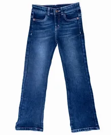 آر أند بي كيدز - بنطال جينز واسع الأرجل باهت اللون - أزرق