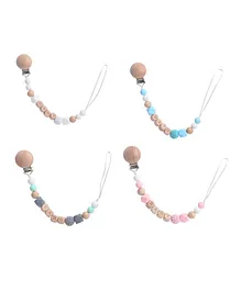 Factory Price Sean Silicone and Wooden Pacifier Clip - Blue
