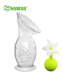 Haakaa Silicone Breast Pump + Flower Stopper Set - White