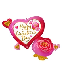 Party Centre Happy Valentines Day Heart & Rose Super Shape Balloon