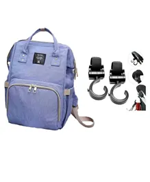 Pikkaboo Anello Diaper Backpack with Hooks - Blue Denim