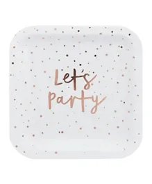 Hootyballoo Lets Party Paper Plates Pack of 8 - Rose Gold