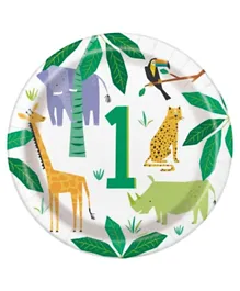Unique Animal Safari 1st Birthday Plate Pack of 8 Multicolor - 9 Inches