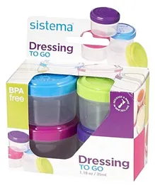 Sistema Pack of 4 To Go Collection Salad Dressing Containers of Assorted Colours - 140ml