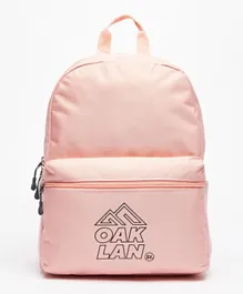 Oaklan by ShoeExpress Logo Print Backpack with Adjustable Shoulder Straps Pink - 15 Inch