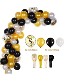 Party Propz Balloons Arch Garland for Wedding Birthday Party Decorations White Gold Black - Pack of 113