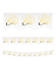 Eid Party Calligraphy Eid 10 Flags Banner Bunting - Metallic Gold