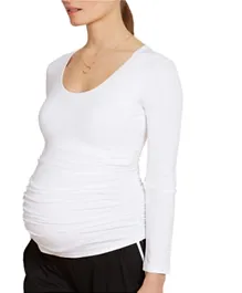 Mums & Bumps - Isabella Oliver Round Neck Maternity Top - White