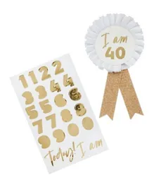 Hootyballoo Gold Milestone Birthday Badge With Personalised Sticker Sheet