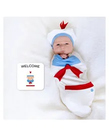 BABYjoe - Baby Cocoon Swaddle with Hat and Announcement Card - Sailor Sam