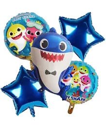 Highlands Pack of 5  Blue Baby Shark Balloon Decorations for Baby Shark Theme Birthday - 18 Inches