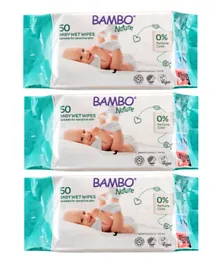 Bambo Nature Eco Friendly Baby Wipes Pack of 3 - 150 Pieces