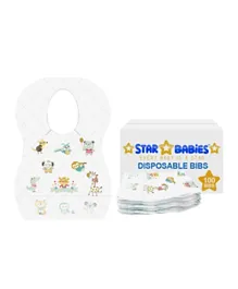 Star Babies Animal Print Disposable Bibs - 100 Pieces