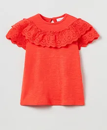 OVS Frill Neck Top - Hot Coral