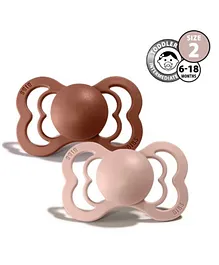 Bibs Supreme Silicone Pacifier Size 2 Woodchuck & Blush - 2 Piece