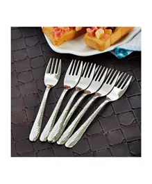HomeBox Hammered Stainless Steel Cake Forks - 6 Pieces